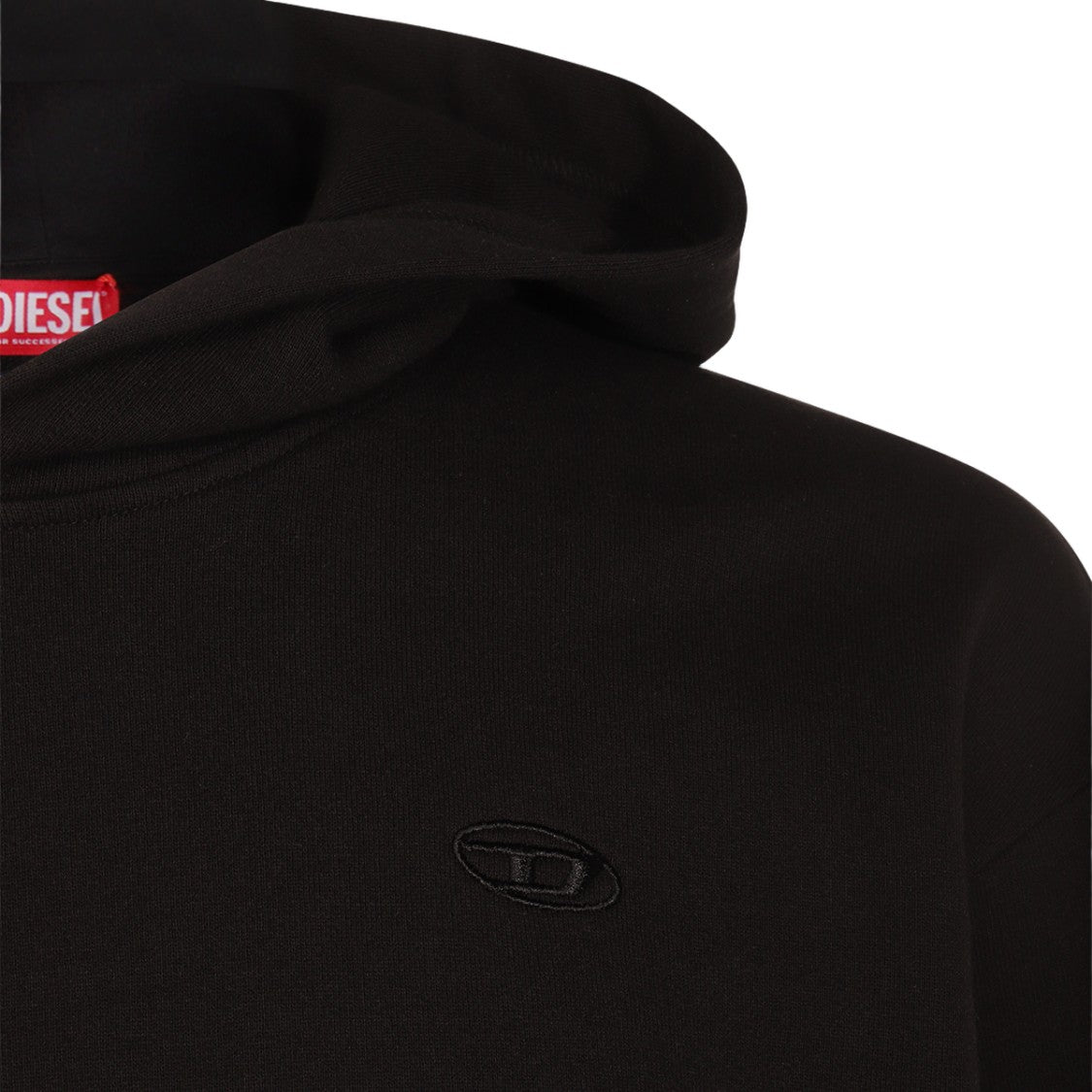 Diesel Pullover Black Hoodie With Embroidered Logo