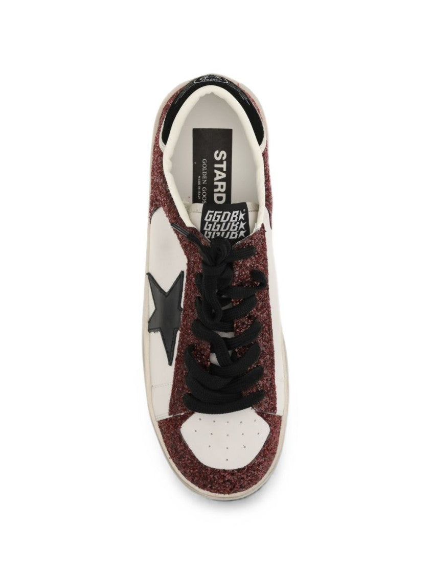 Golden Goose Low-Top Sneakers With Burgundy Glitter Accents