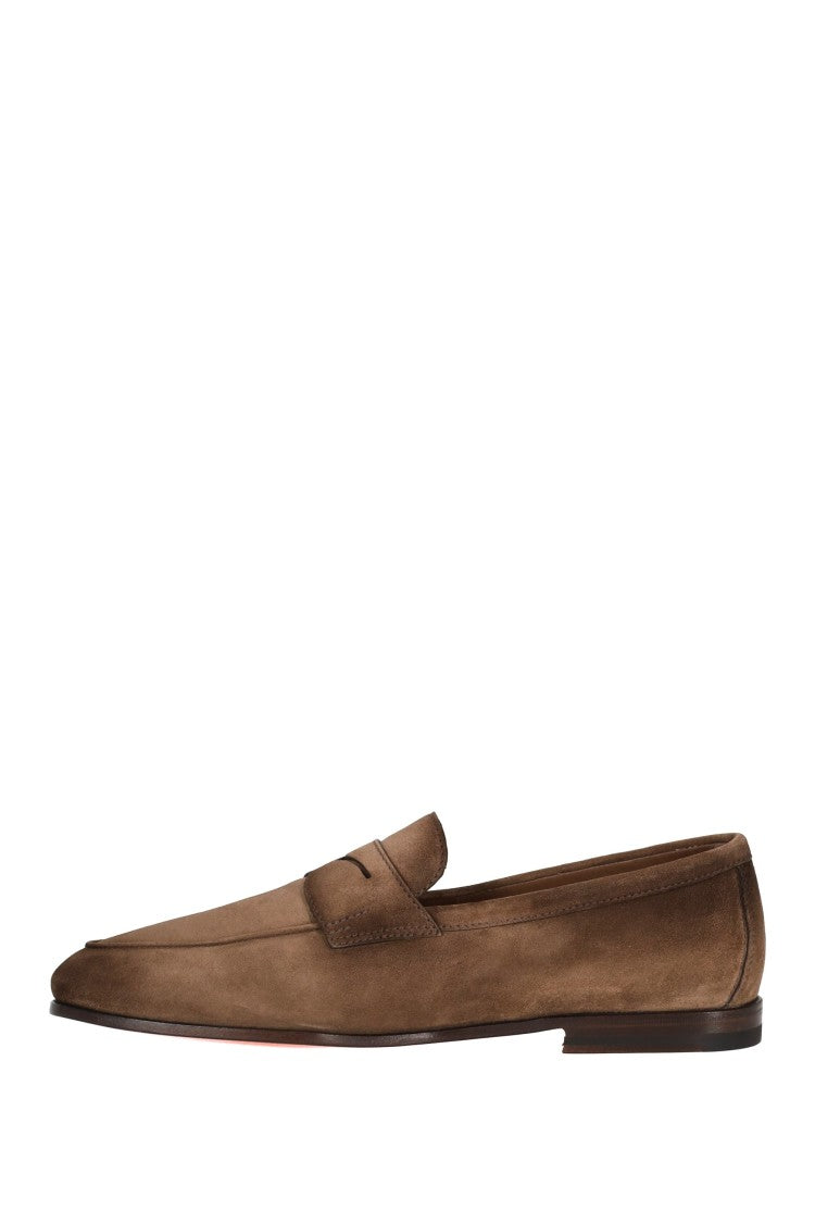 Santoni Suede Moccasins Goodyear Construction