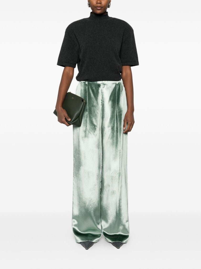 Alberta Ferretti Wide-Leg Trousers In Shiny Viscose