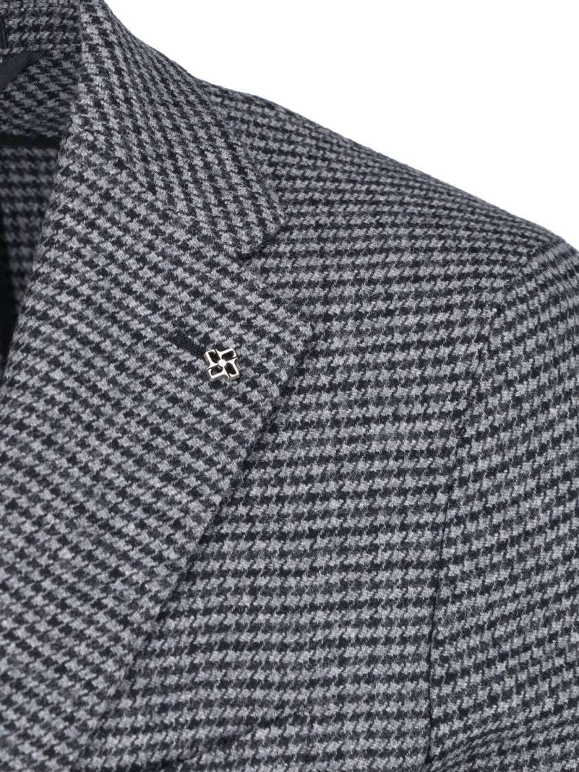 Tagliatore Single-Breasted Grey Wool Blazer With Classic Notch Lapels