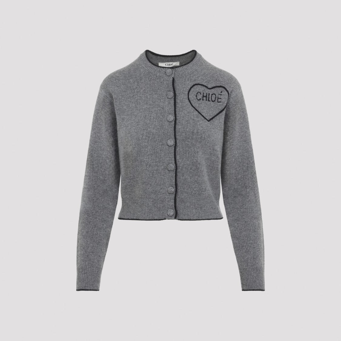 Chloé Cashmere And Wool Blend Cardigan With Embroidered Logo