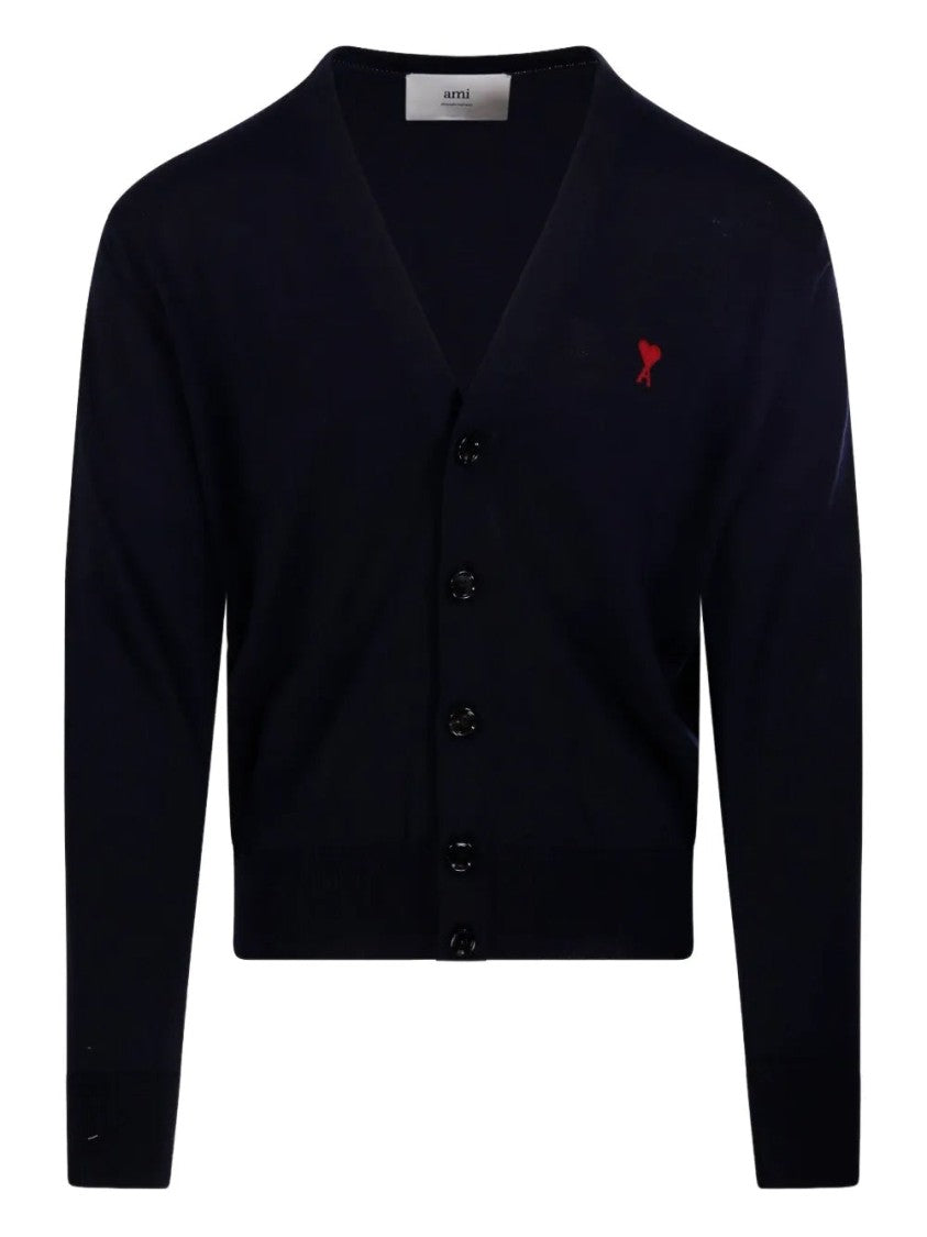 Ami Classic V-Neck Cardigan With Button-Down Front