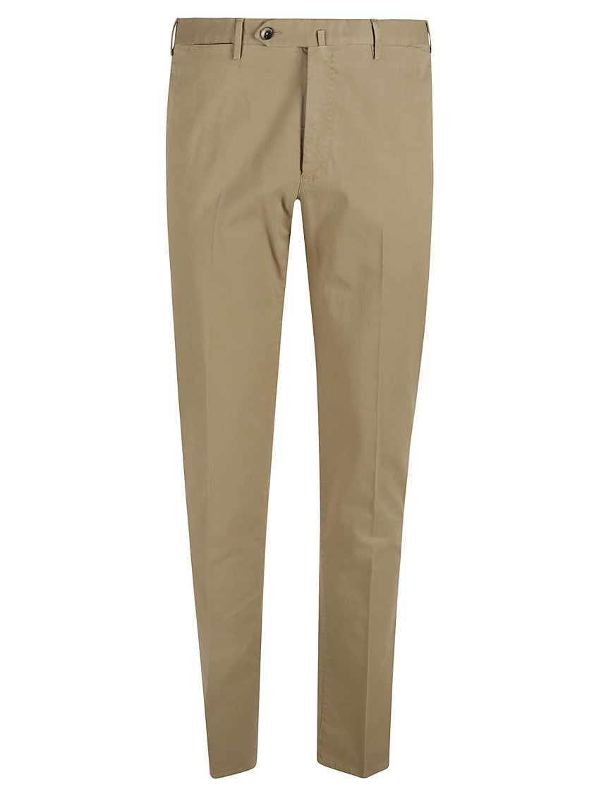Pt Torino Beige Super Slim Trousers With Diagonal Pockets