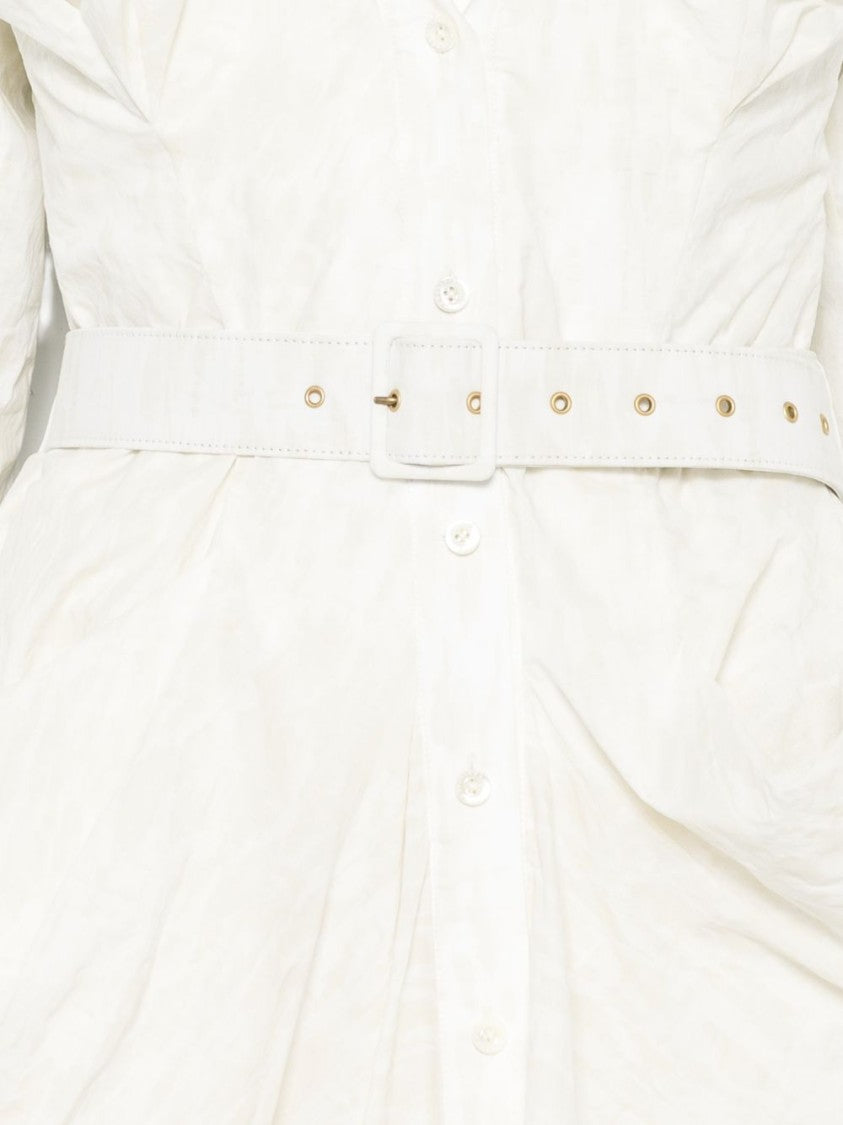 Vivienne Westwood White Ruffled Detachable Belt Shirt Dress