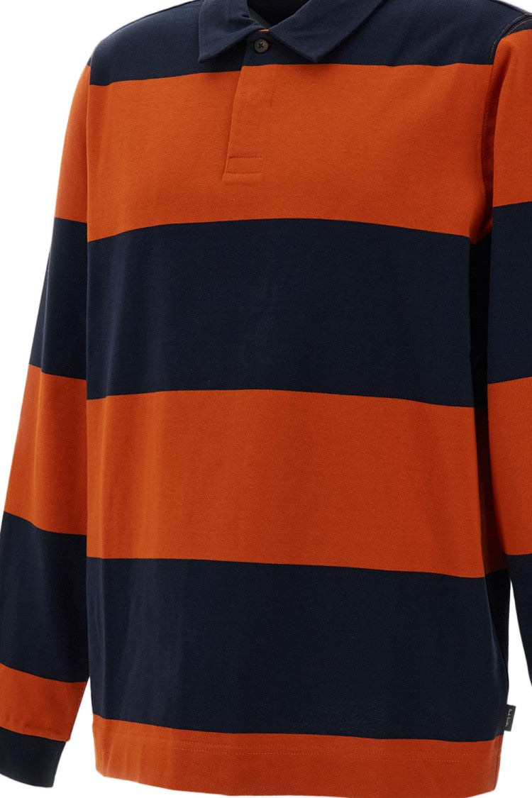 Paul Smith Blue Orange Two-Tone Striped Cotton Polo Shirt