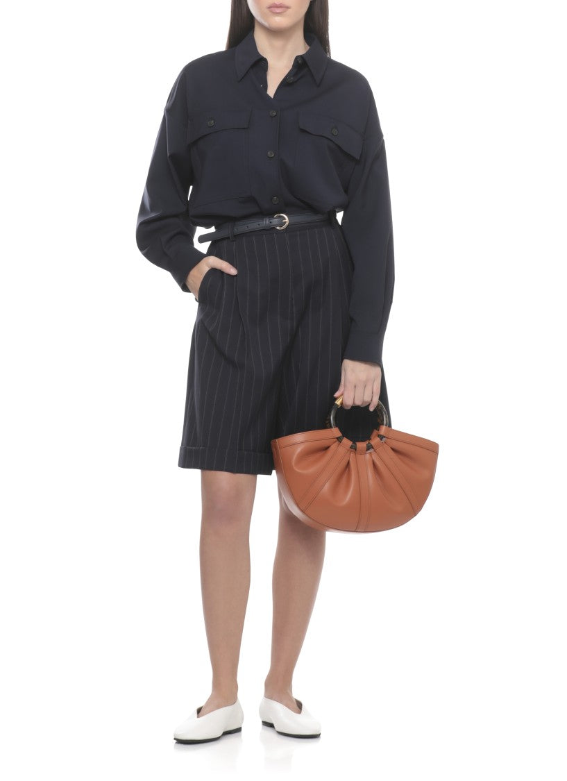 Coccinelle Soft Gathered Leather Medium Shoulder Bag With Two Rigid Handles