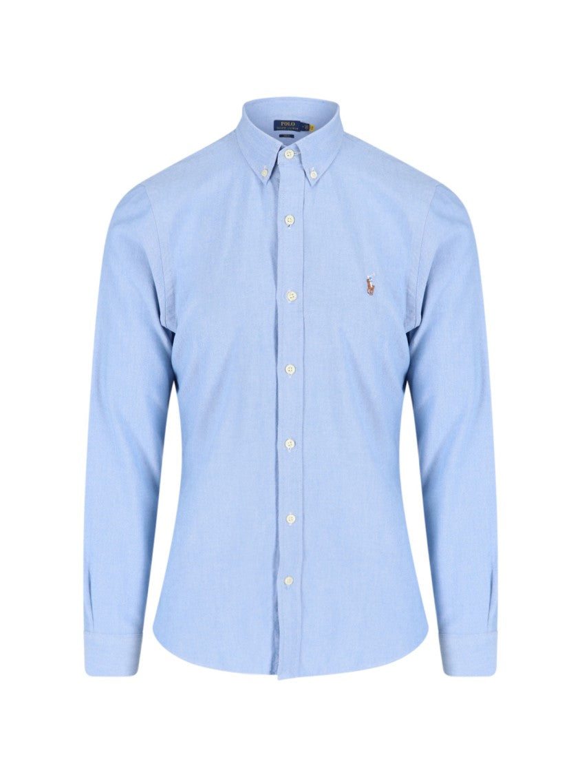 Polo Ralph Lauren Blue Striped Classic Collar Cotton Shirt