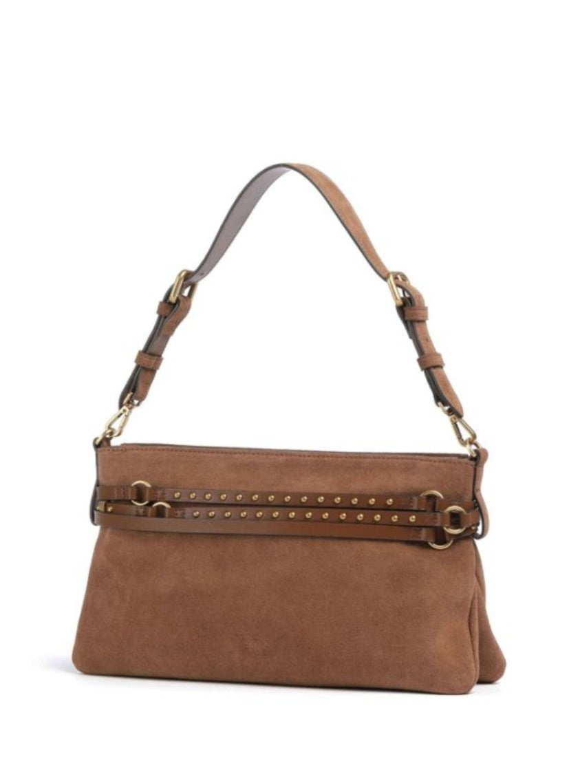 Pinko Classic Suede Gold-Tone Handbag