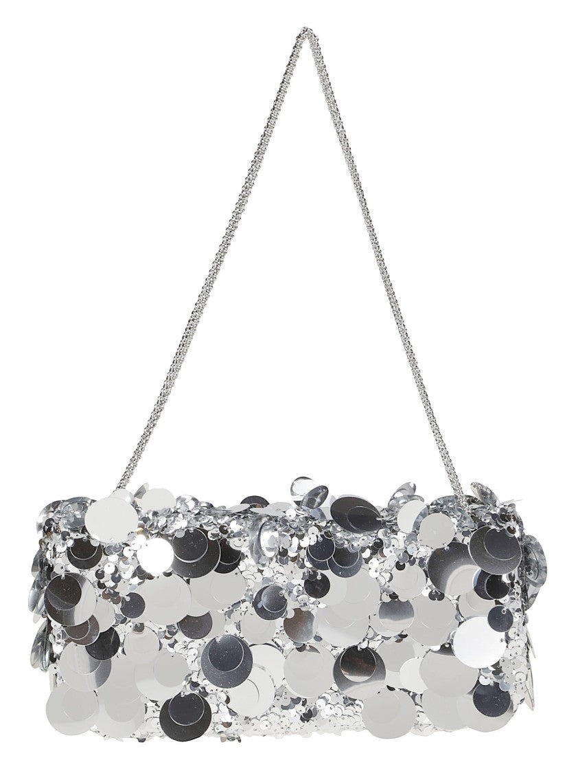 Rabanne Sparkle Baguette Cylindrical Lamb Leather Shoulder Bag