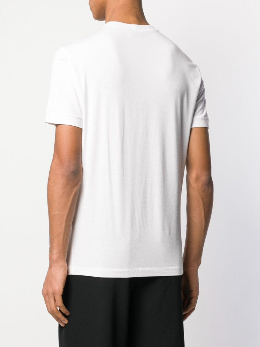 Giorgio Armani White Classic Short-Sleeve Embroidered T-Shirt