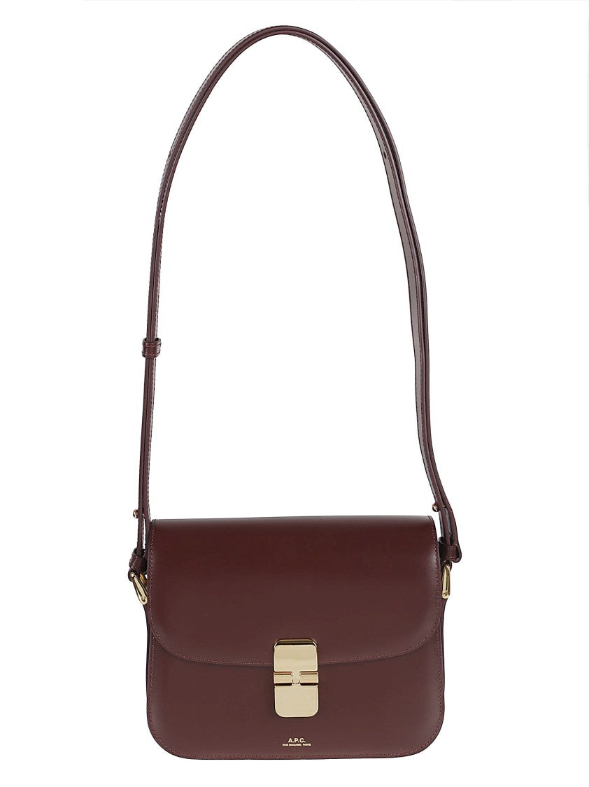 A.P.C. Mini Brown Calfskin Leather Bag With Gold Accents