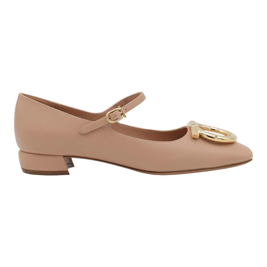 Ferragamo Rounded Toe Low-Heeled Shoes With Ankle Strap