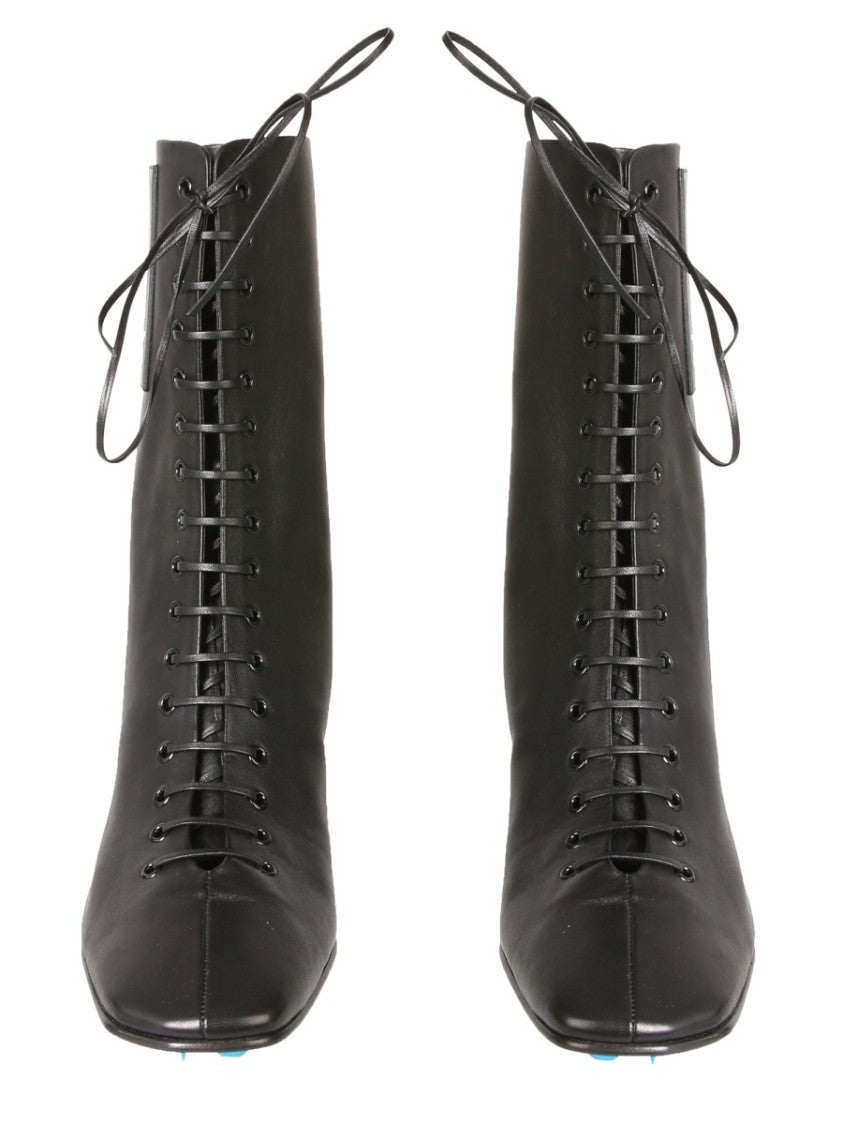 Off-White Lace-Up Black Leather Boots