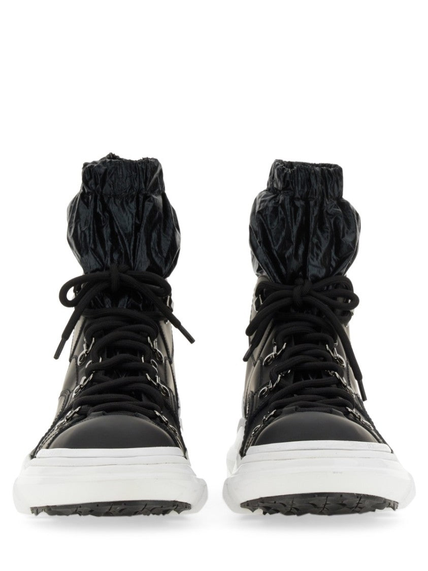 Dolce & Gabbana Lace-Up Boots With Glossy Ankle Collar