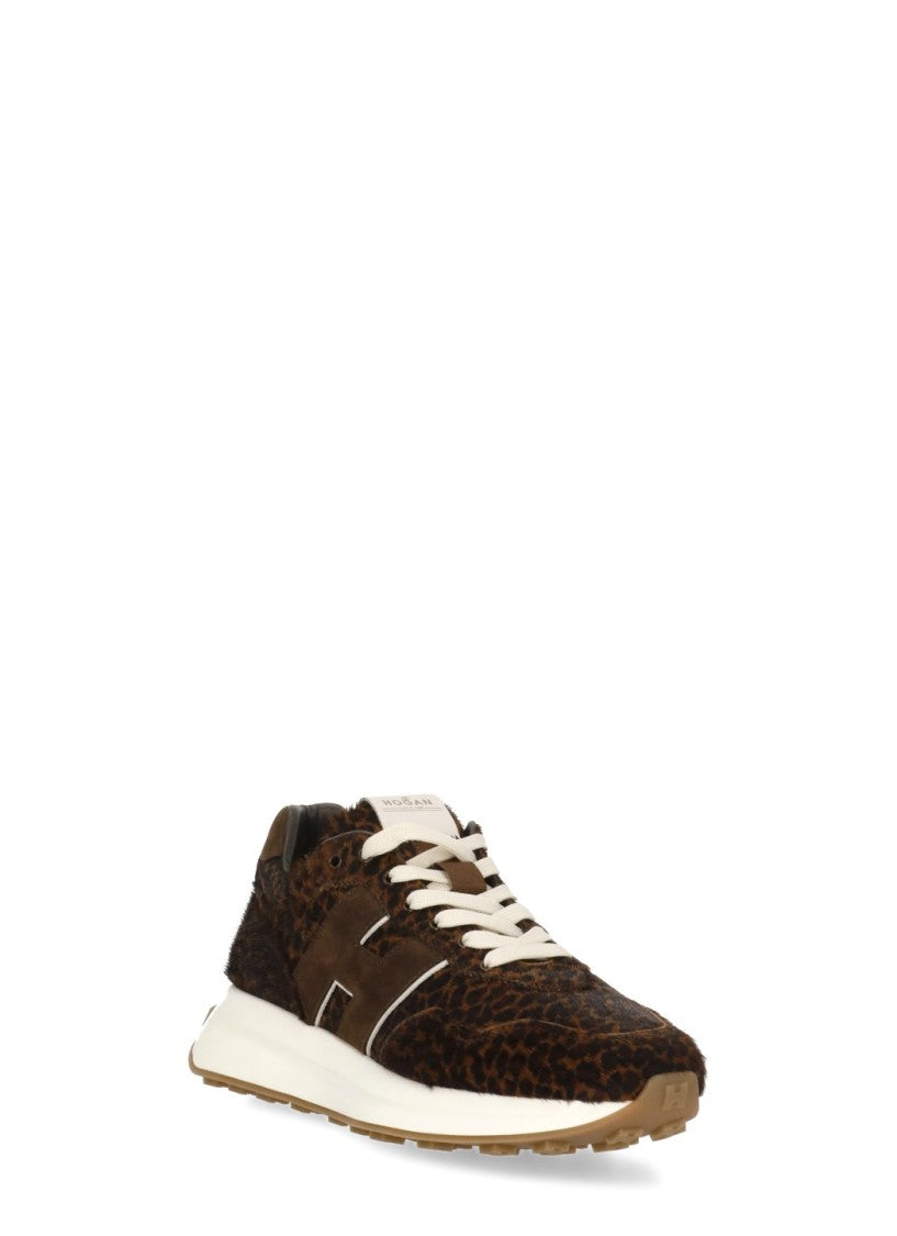 Hogan Brown Pony Hair Low-Top Sneakers