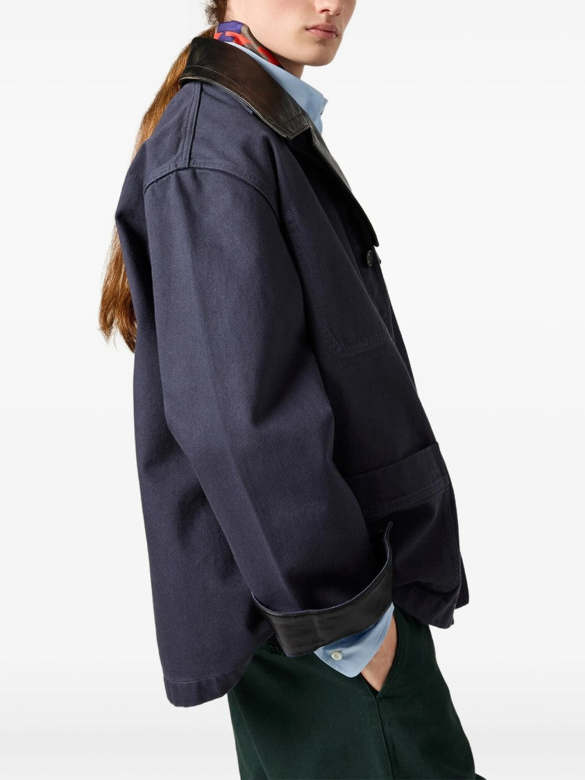 Miu Miu Blue Boxy Multitude Pockets Jacket