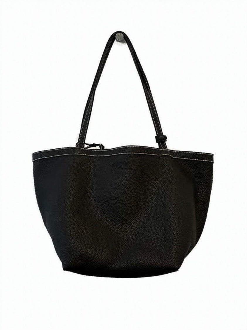 The Row Textured Calfskin Shoulder Bag With Curved Top Edge