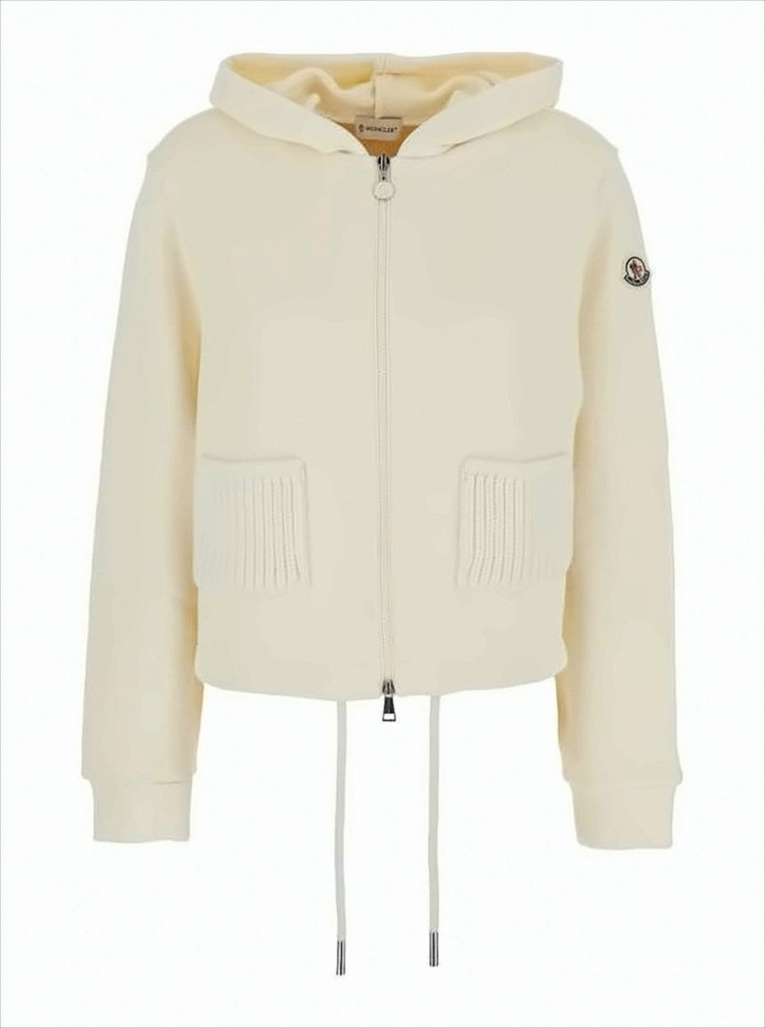 Moncler Cropped Hooded Sweatshirt With Textured Knit Pockets