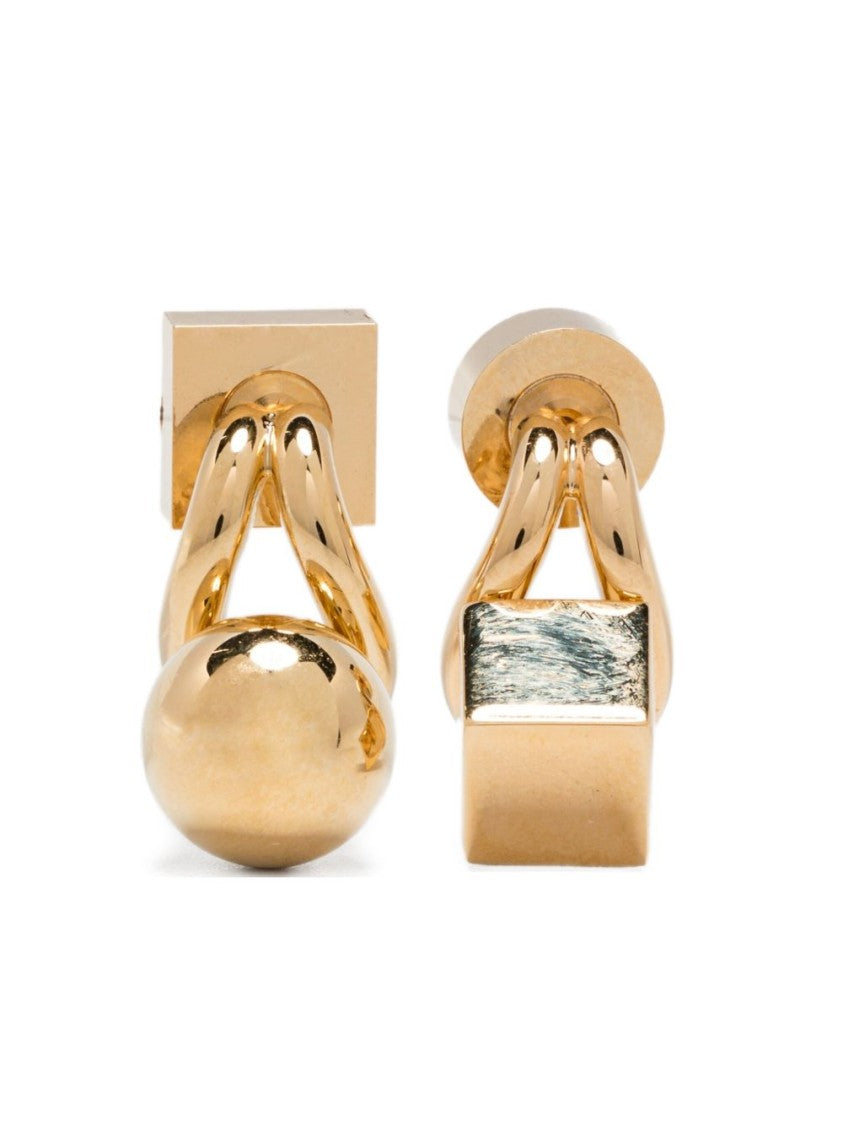 Jacquemus Sculptural Brass Earrings With Geometric Design