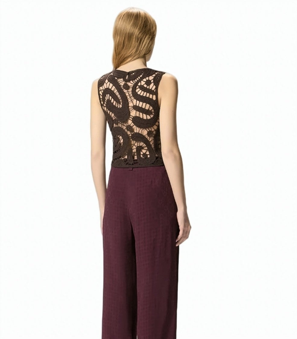 Pinko Eruzione Crochet Sleeveless Knit Top