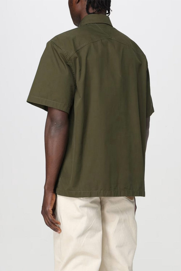 Bottega Veneta Dark Green Western Yoke Flap Pockets Cotton Shirt