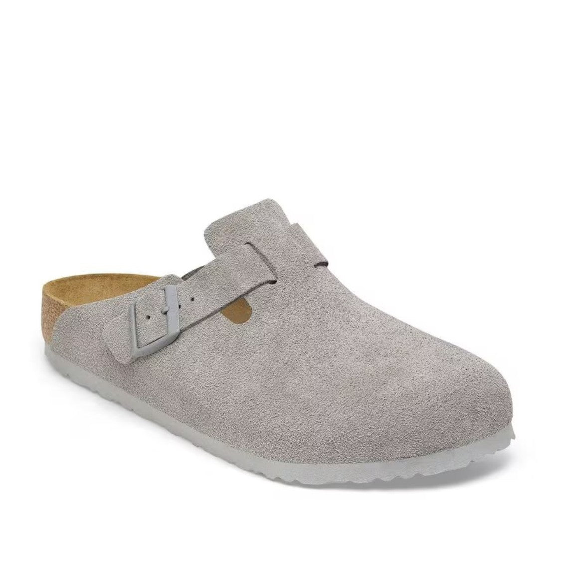 Birkenstock Grey Suede Clogs With Anatomical Footbed
