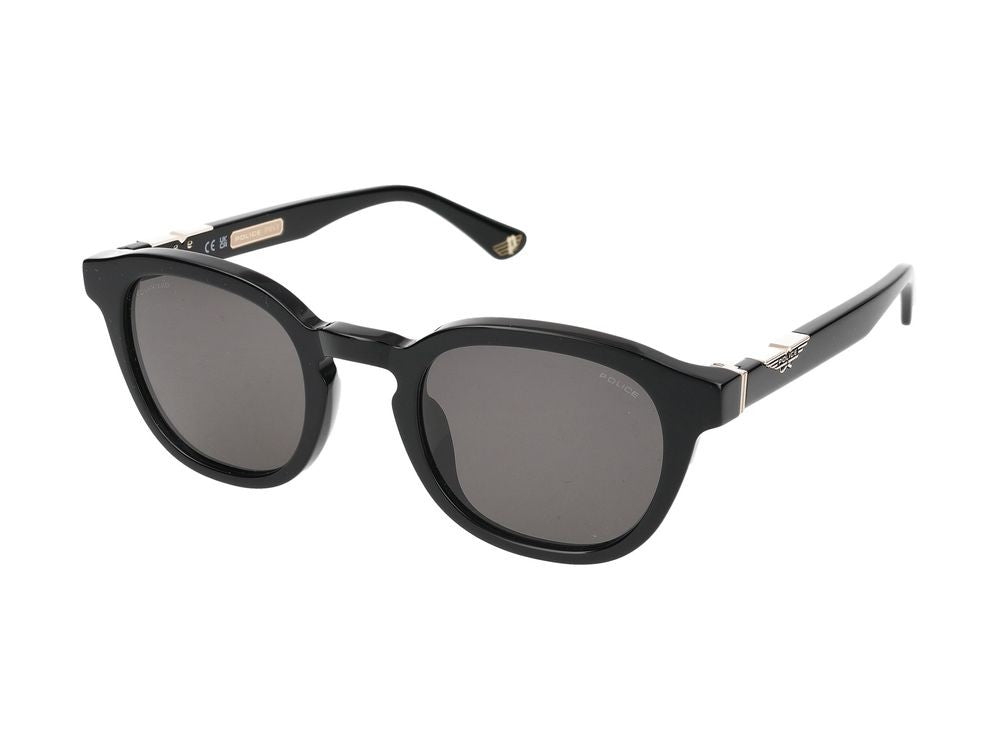 Police Square Frame Sunglasses With Acetate Construction And Metallic Accents