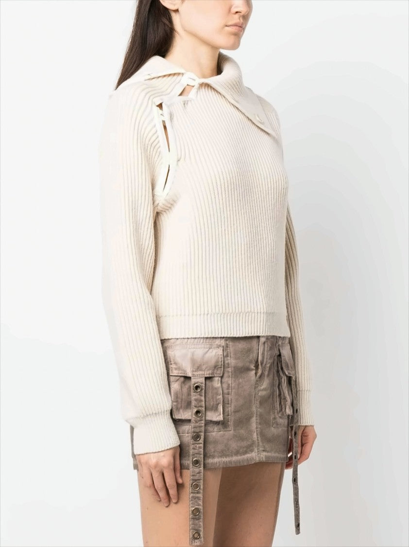 Jacquemus Mock Neck Ribbed Knit Sweater