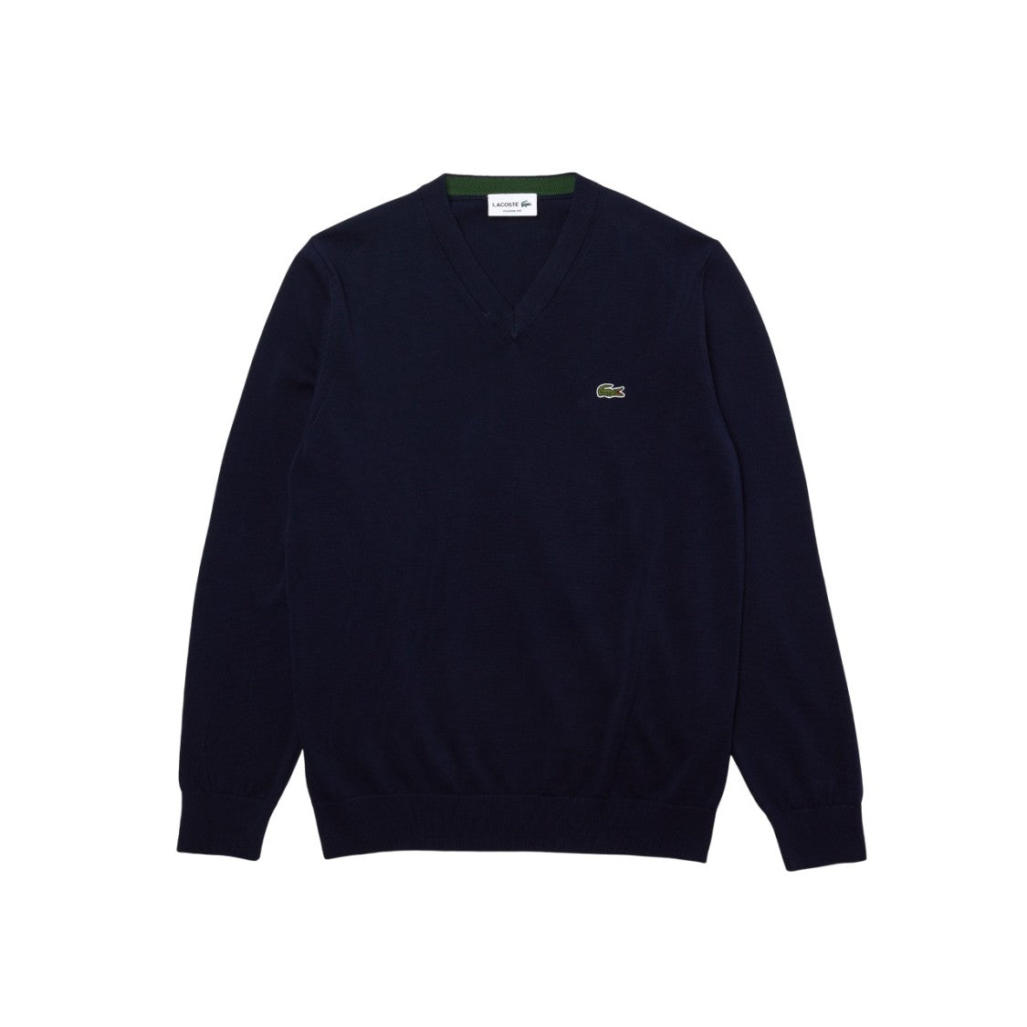 Lacoste V-Neck Jersey Sweater With Chevron Trim