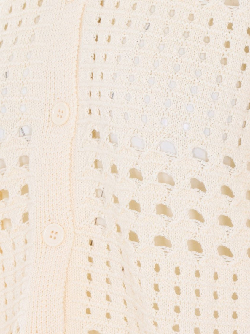 Liu Jo White Sequin Crochet Knit Sweater