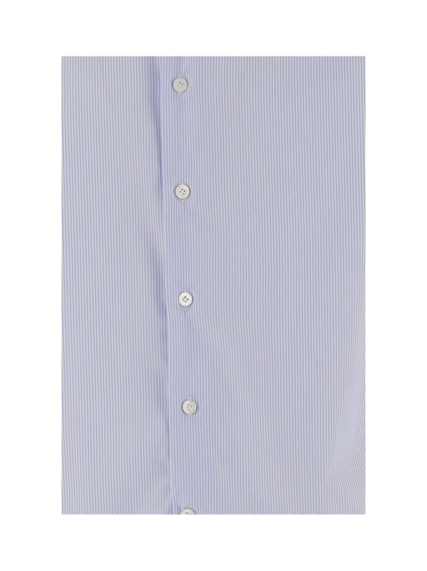 Gherardi Light Blue Striped Cotton Shirt