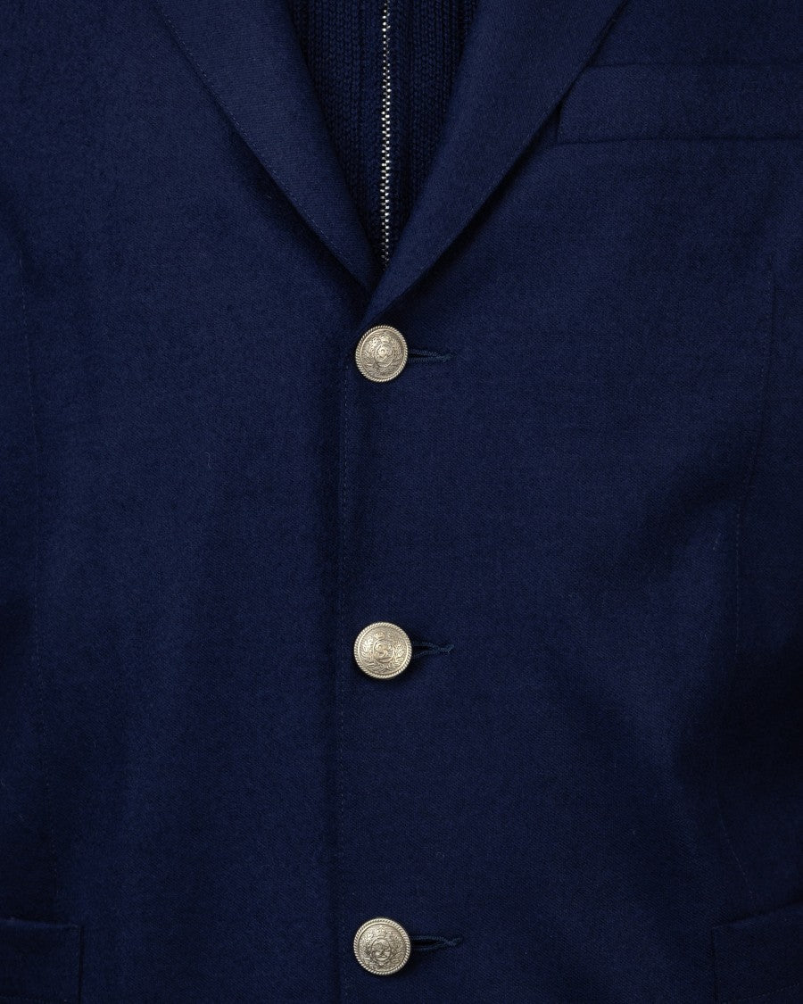 Eleventy Blue Jacket With Bib Detail