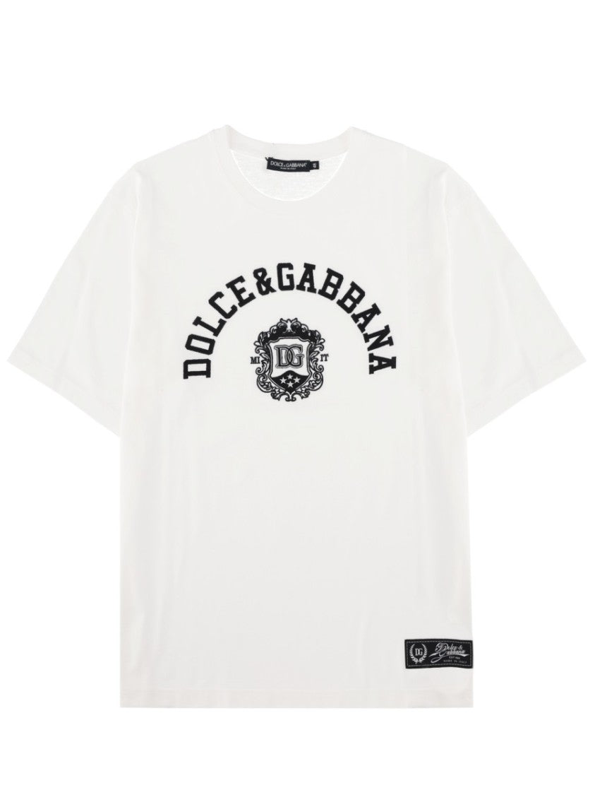 Dolce & Gabbana Arched Logo Chest Emblem Cotton T-Shirt