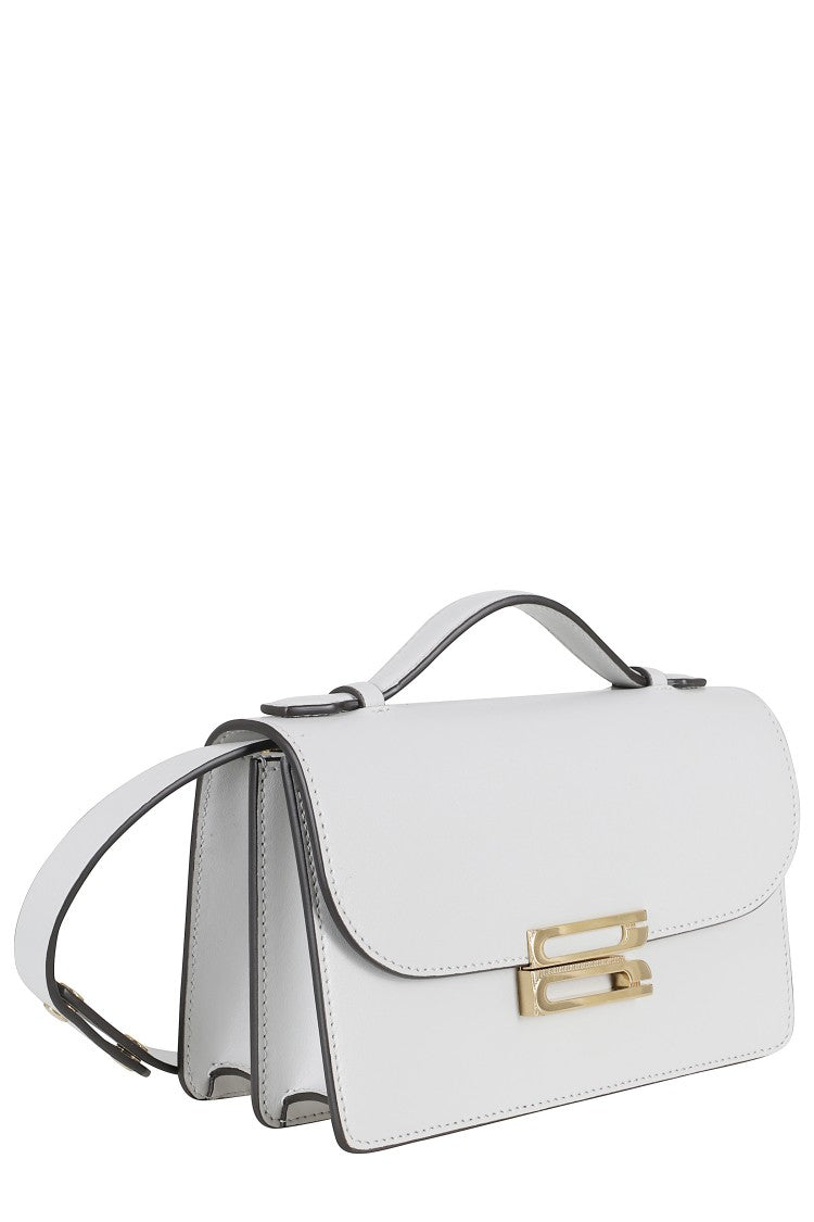 Victoria Beckham Gray Small Dorian Snap-Closure Leather Shoulder Bag