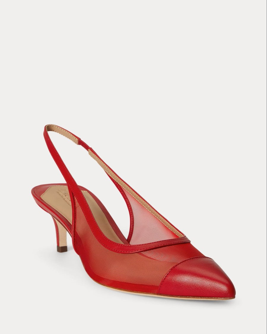 Lauren Ralph Lauren Translucent Mesh Slingback Heels With Pointed Toe