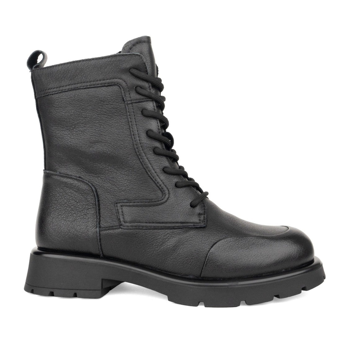 Linda Baumann Black Lace-Up Side Zipper Leather Ankle Boots