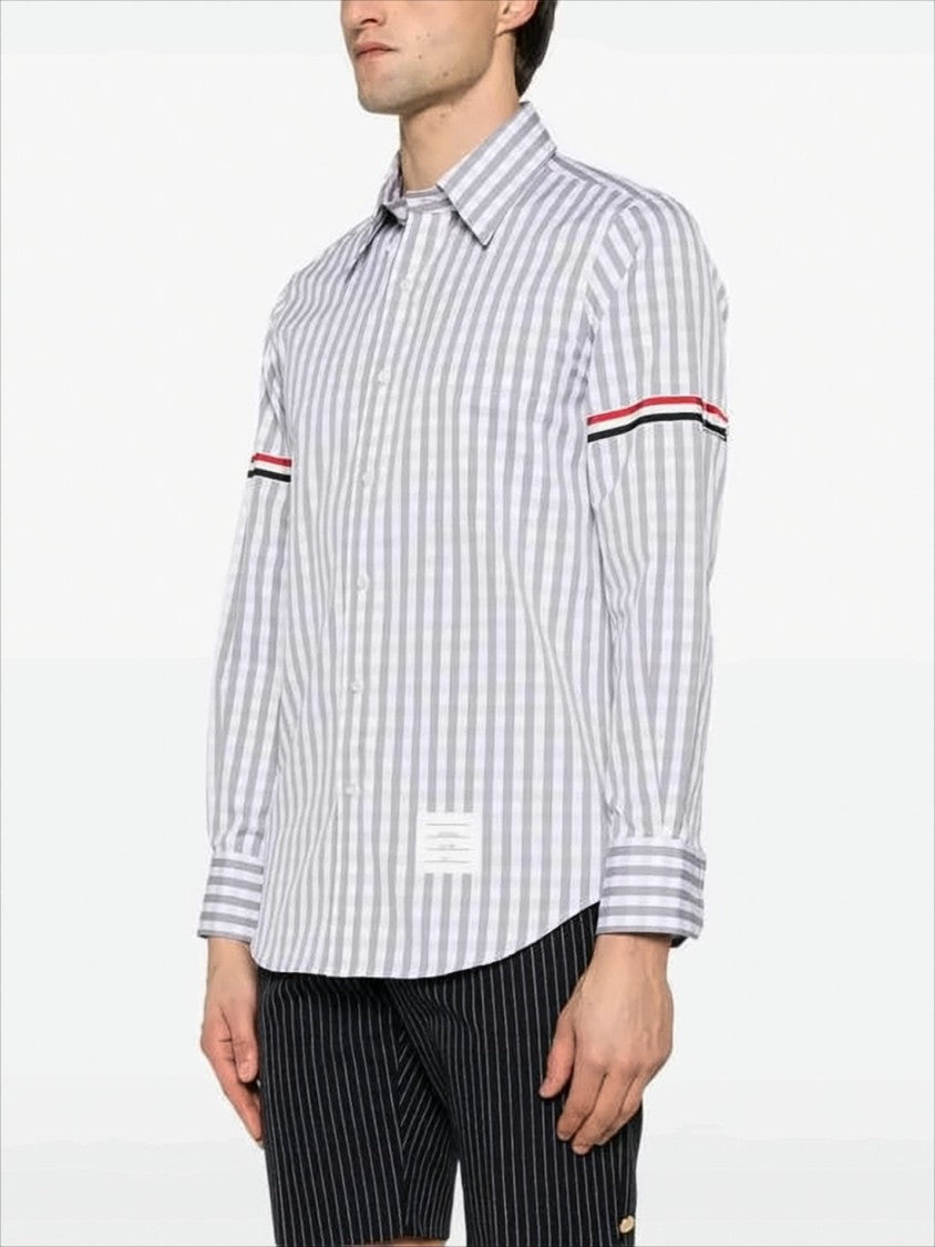 Thom Browne Gingham Check Long-Sleeve Shirt With Signature Stripes