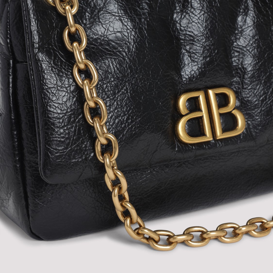 Balenciaga Calf Leather Shoulder Bag With Gold-Tone Chain Strap