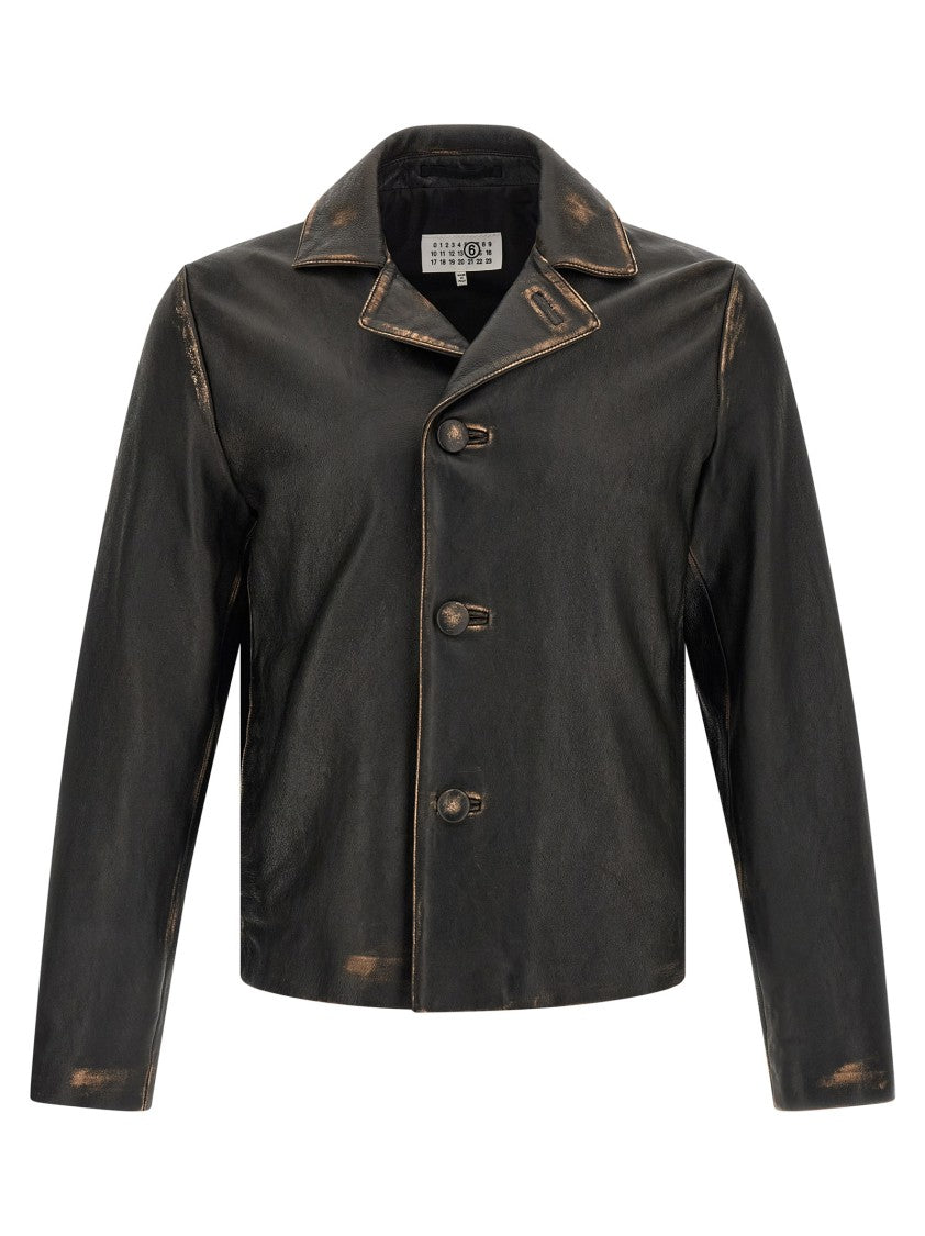 Mm6 By Maison Margiela Antiqued Leather Jacket