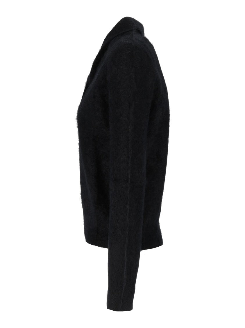 Kangra Cashmere Brushed Cashmere Long-Sleeved Shawl Collar Top