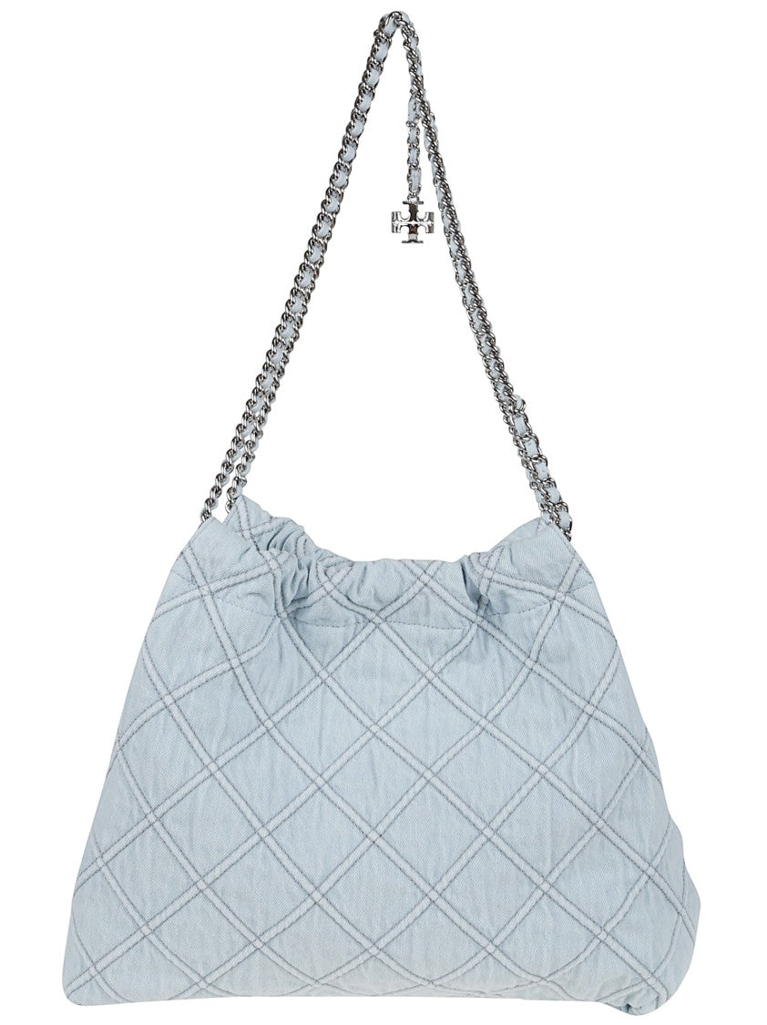 Tory Burch Quilted Cotton And Leather Shopper Bag