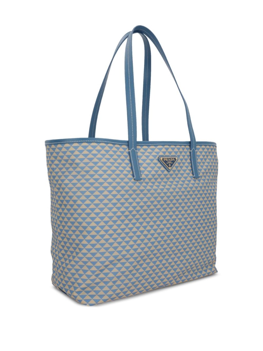 Prada Geometric Diamond Pattern Tote Bag With Signature Logo