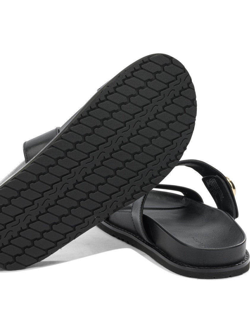 Tory Burch Flat Black Leather Sandals