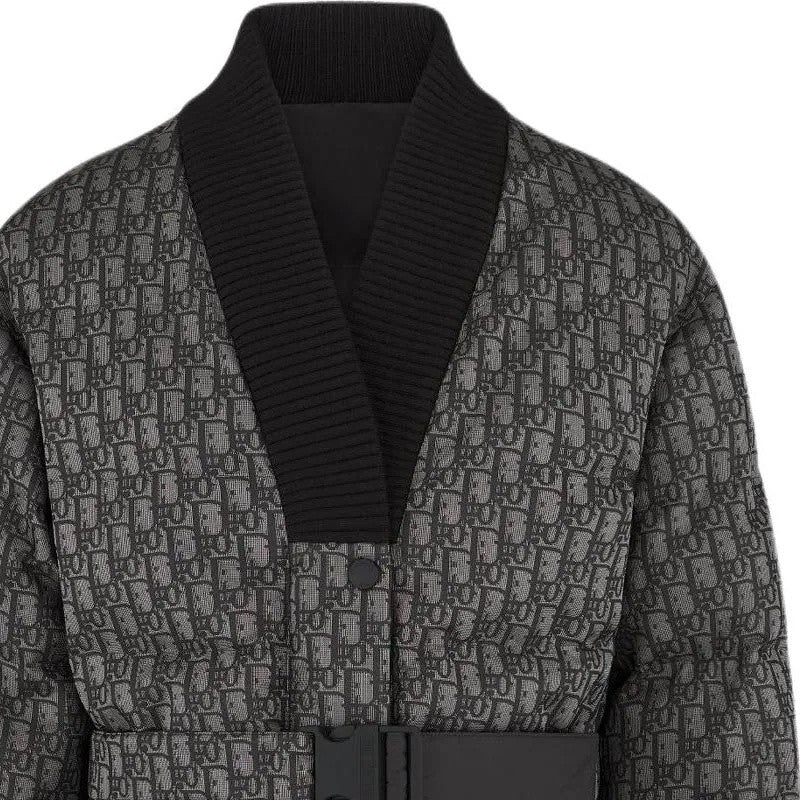 Christian Dior Quilted Jacket With Monogram Pattern And Shawl Collar