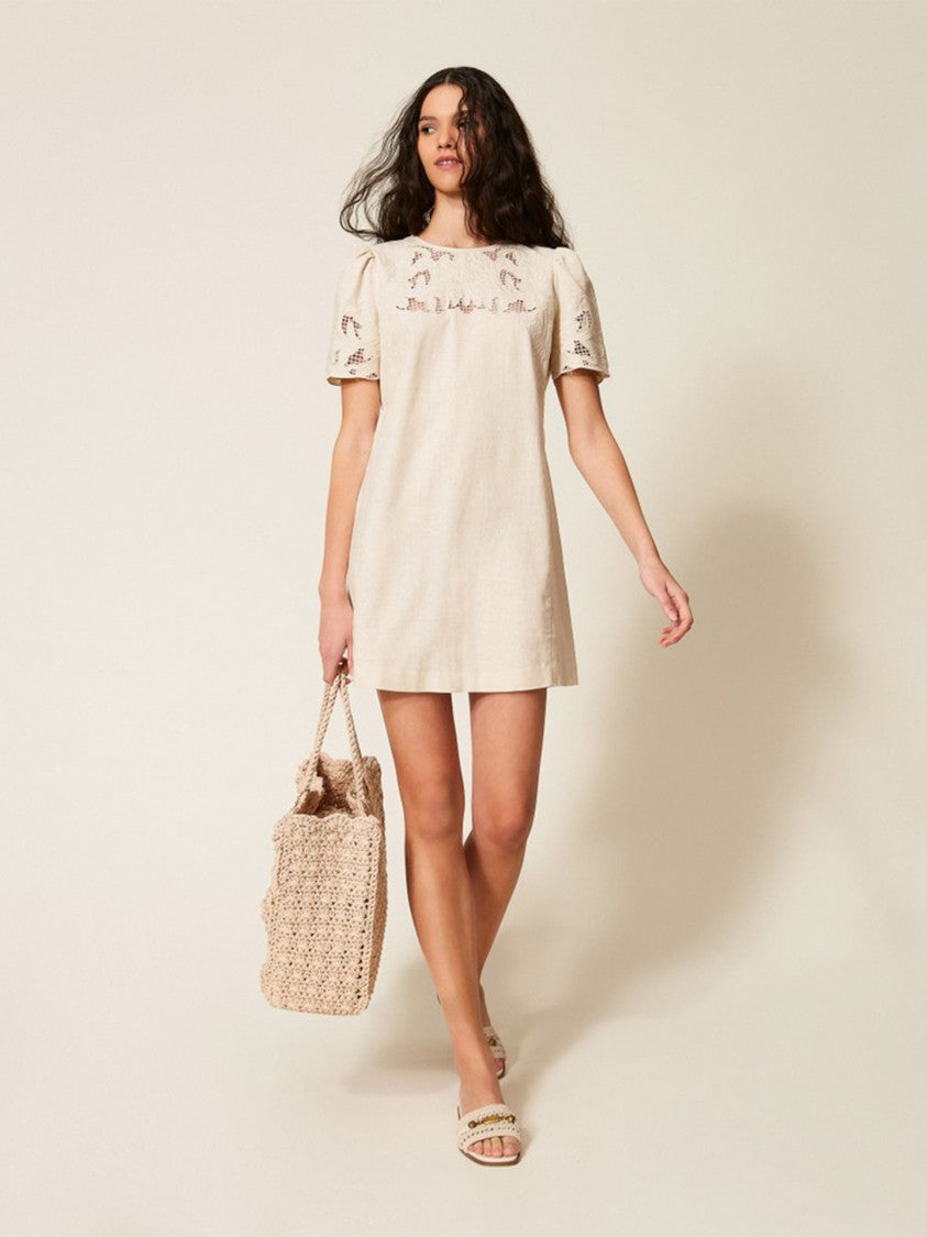 Twin-Set Short Mini Dress With Puffed Sleeves