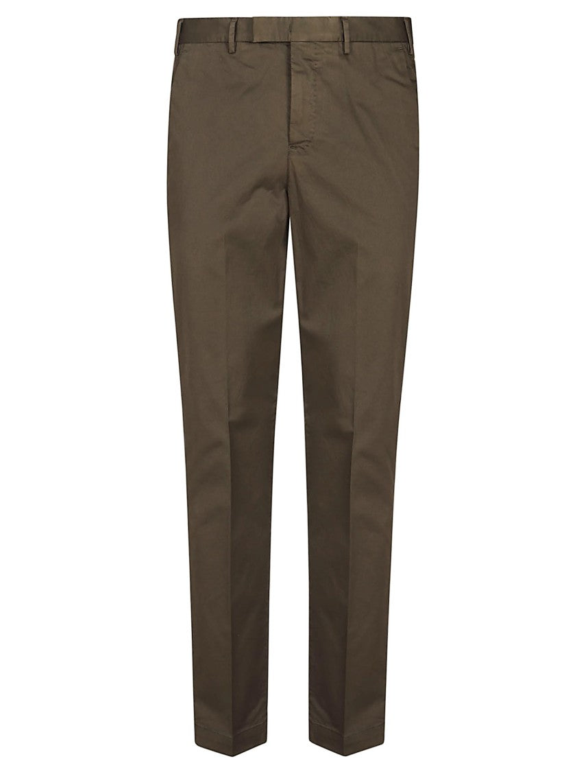 Pt Torino Satin Stretch Trousers With Tailored Fit And Minimalist Design