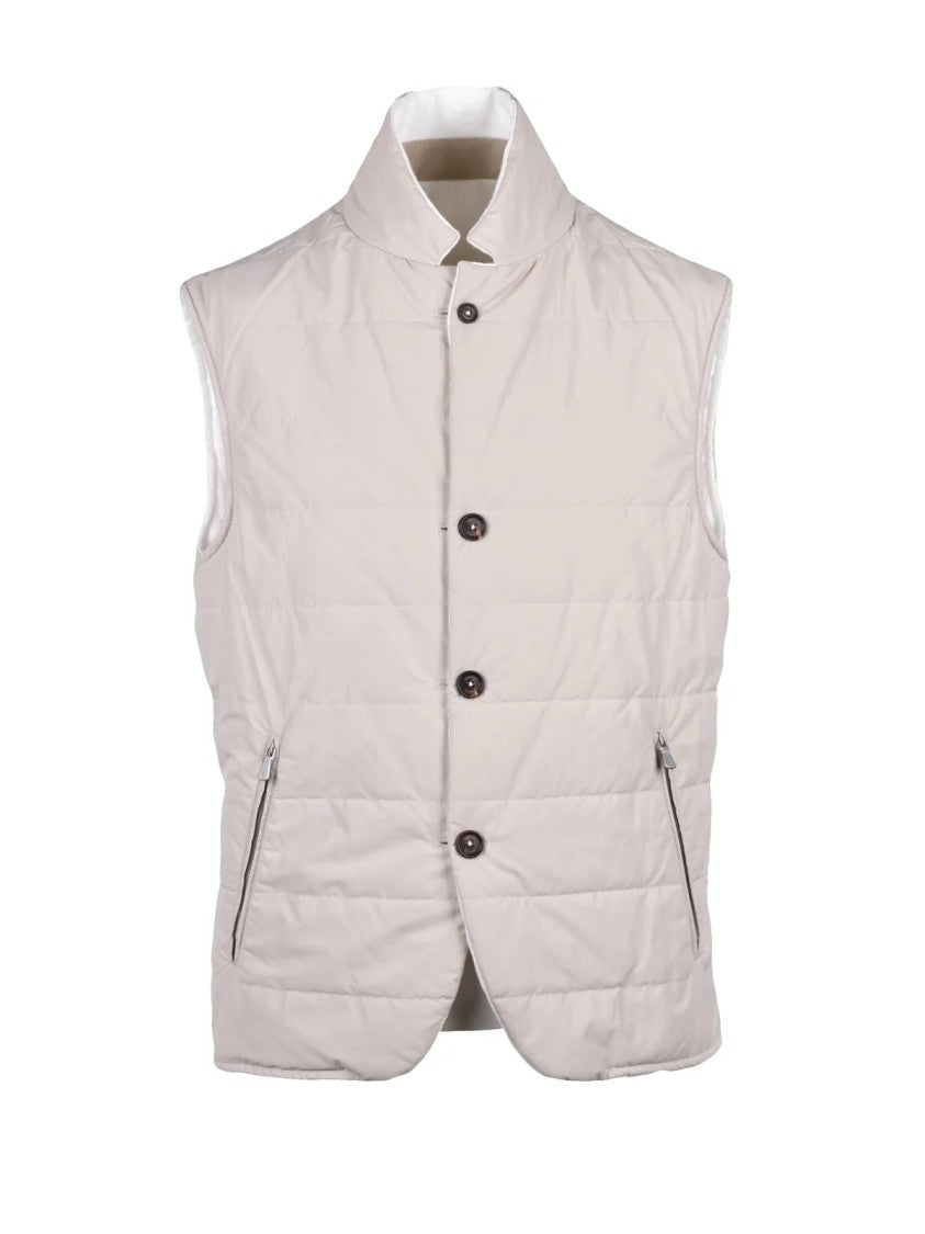 Eleventy White Centogrammi Reversible Linen Vest