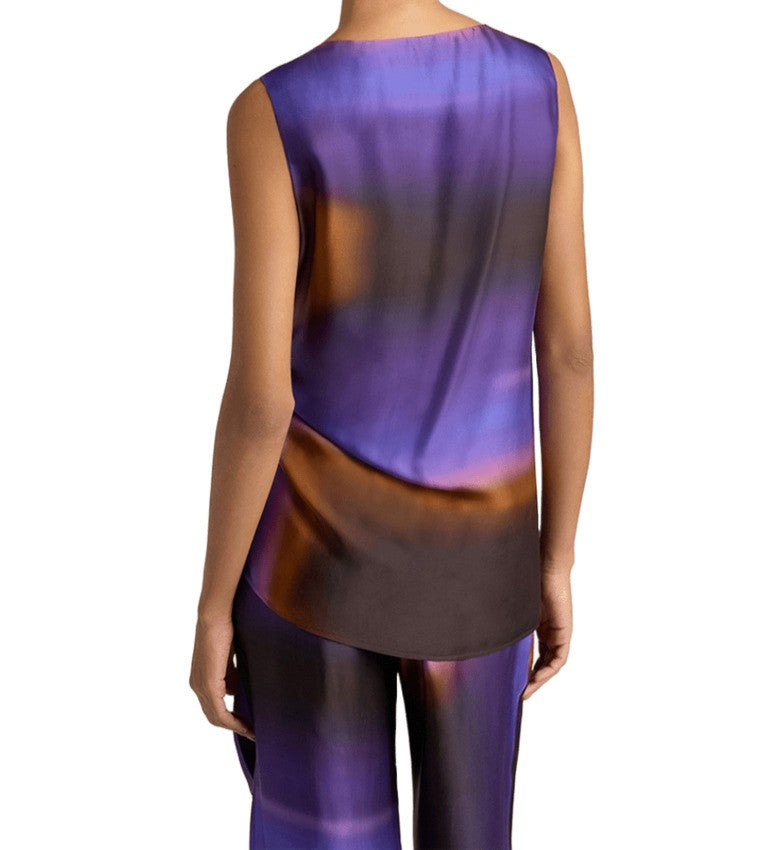 Momonì Acetate Silk Iris Caramello Top