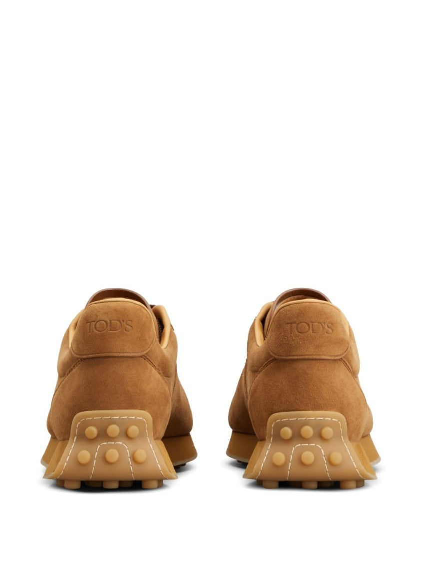Tod's Brown Logo Debossed Round Toe Sneakers